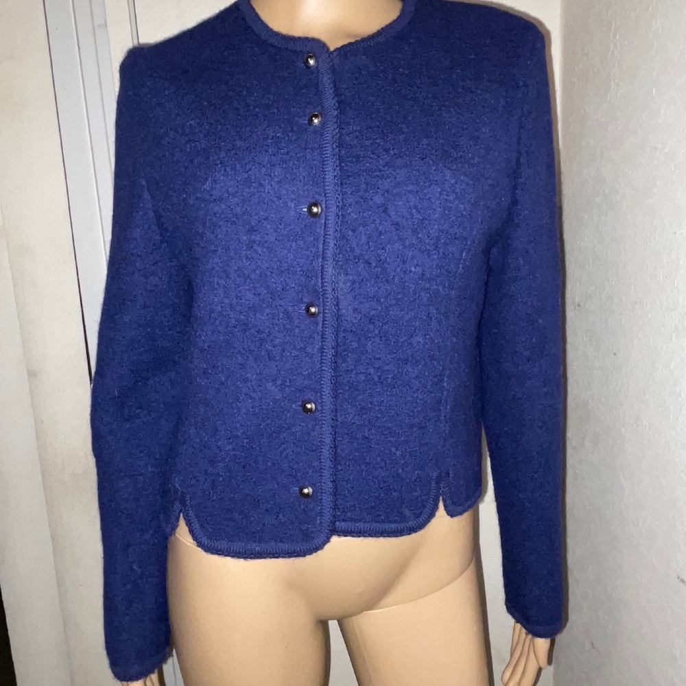 Vintage Carroll Reed Ski Shops Navy Boiled Wool Jacket/Blazer SZ 10